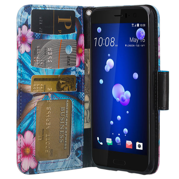 HTC U11 Wallet Case - blue butterfly - www.coverlabusa.com