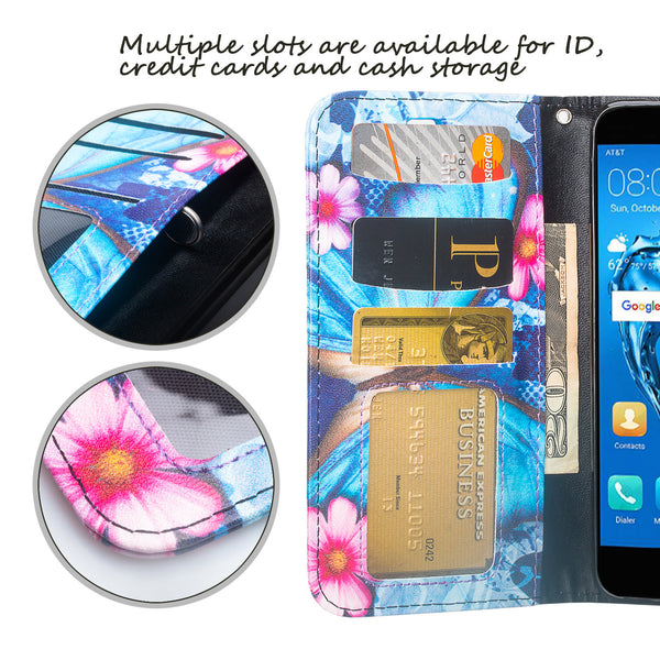 Huawei Ascend XT 2 Wallet Case - Blue Butterfly - www.coverlabusa.com