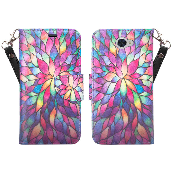 Huawei Ascend XT 2 Wallet Case - Rainbow Flower - www.coverlabusa.com