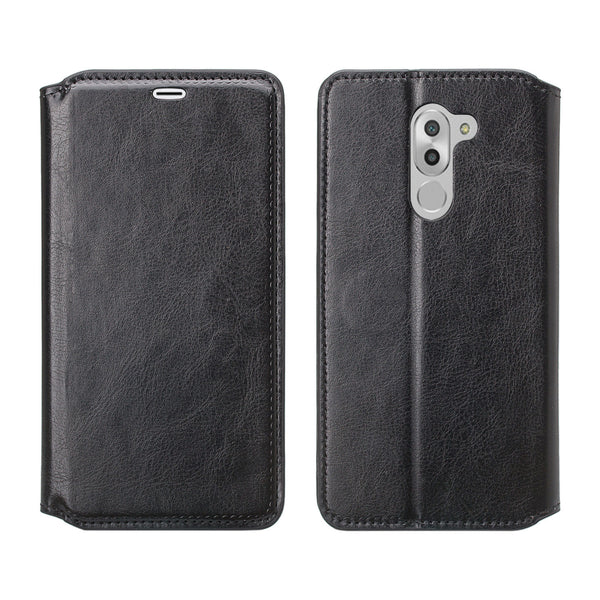 huawei honor 6x, gr5 2017, mate 9 lite leather wallet case - black - www.coverlabusa.com