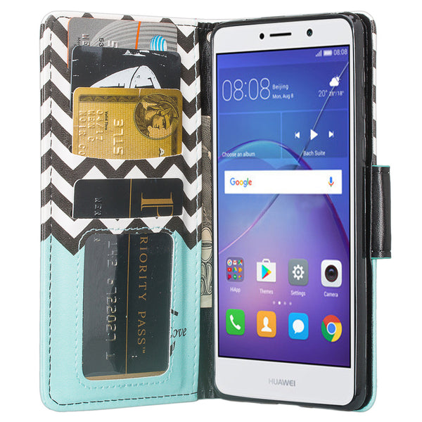 huawei honor 6x, gr5 2017, mate 9 lite wallet case - teal anchor - www.coverlabusa.com