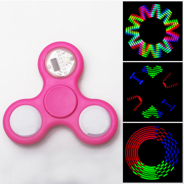 Advanced LED Light Fidget Spinner - Hand Spin Focus Toy, Stress Anxiety Relief, EDC Toy - Hot Pink