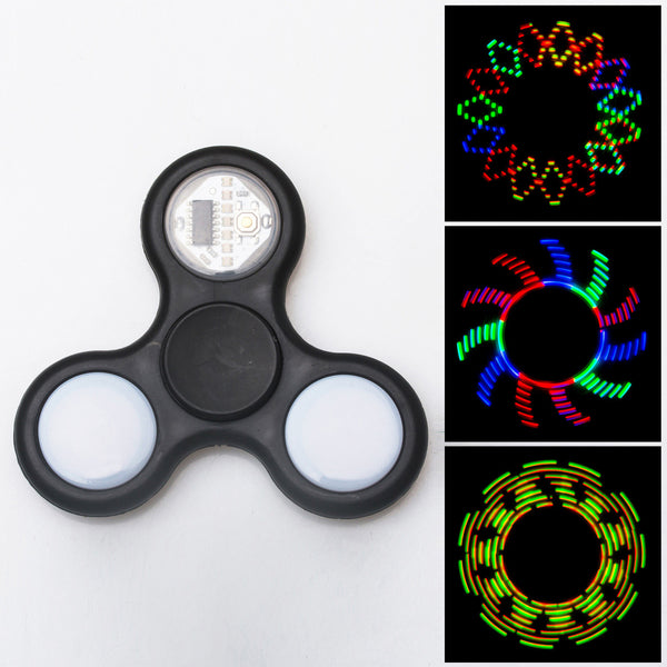 Advanced LED Light Fidget Spinner - Hand Spin Focus Toy, Stress Anxiety Relief, EDC Toy - Black