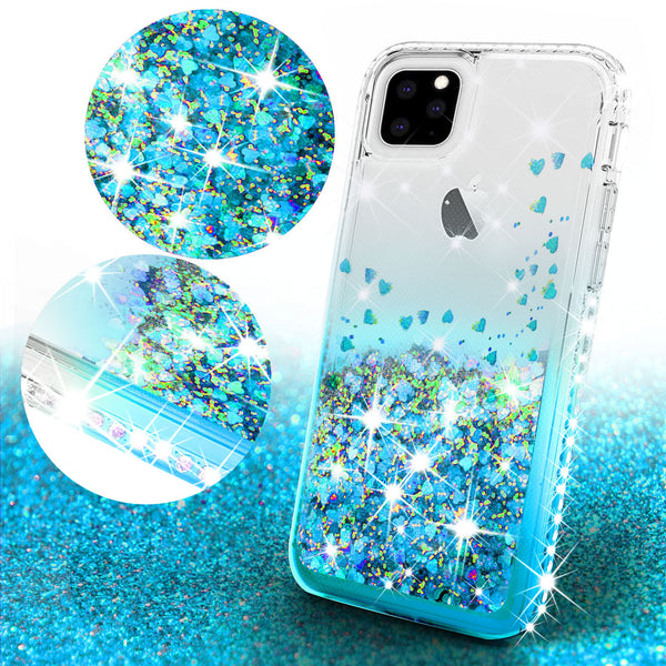 clear liquid phone case for apple iphone 11 pro - teal - www.coverlabusa.com