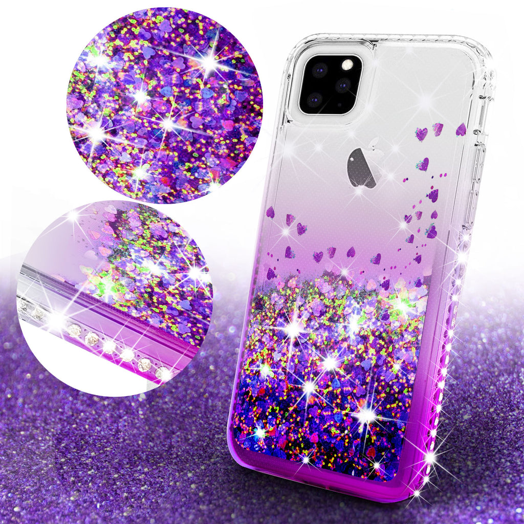 For iPhone 11 Case Grils Women Bling Glitter Shockproof Purple Clear Slim  Cover - Helia Beer Co
