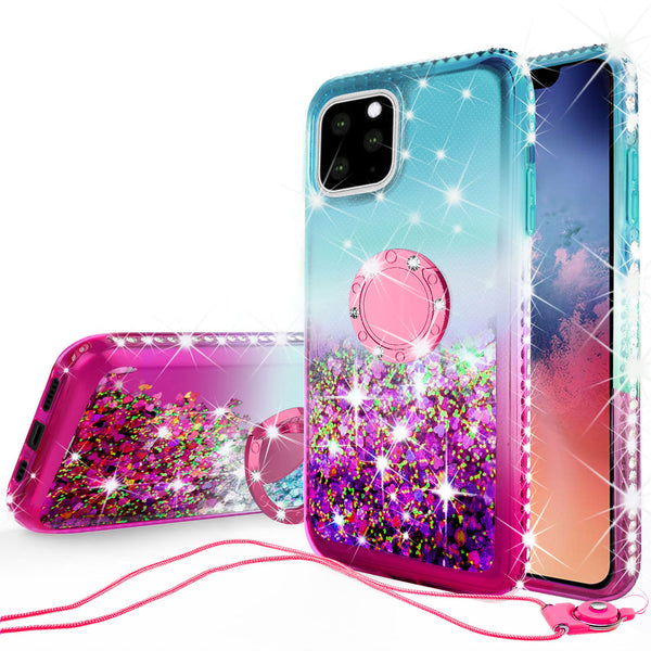 glitter phone case for apple iphone 11 pro max - teal/pink gradient - www.coverlabusa.com