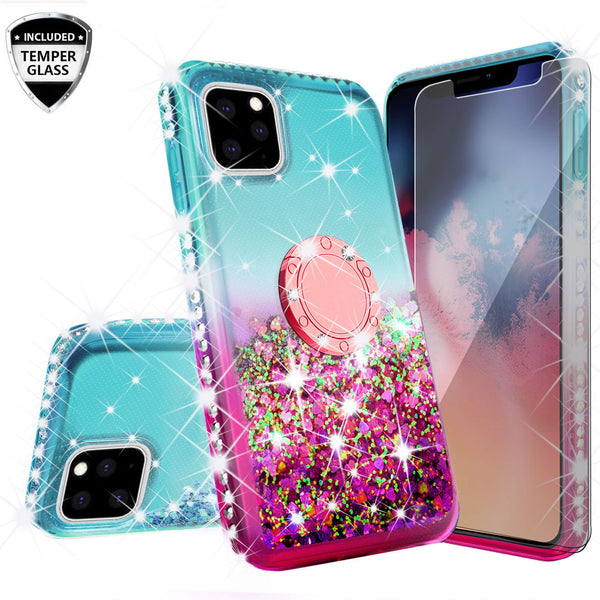 glitter phone case for apple iphone 11 pro max - teal/pink gradient - www.coverlabusa.com