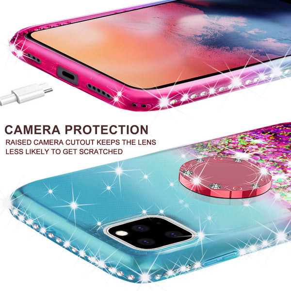 glitter phone case for apple iphone 11 pro - teal/pink gradient - www.coverlabusa.com