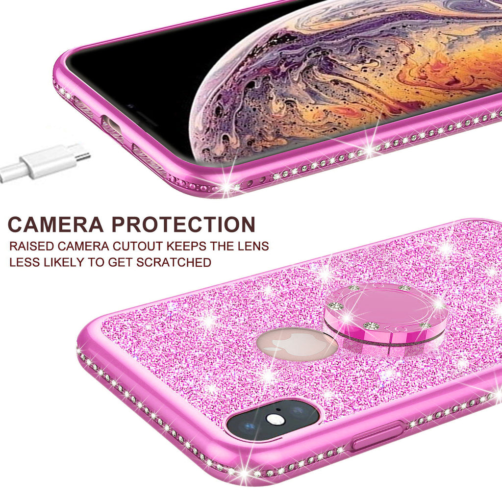 Glitter Cute Phone Case Girls Kickstand Compatible for Apple iPhone XS –  SPY Phone Cases and accessories