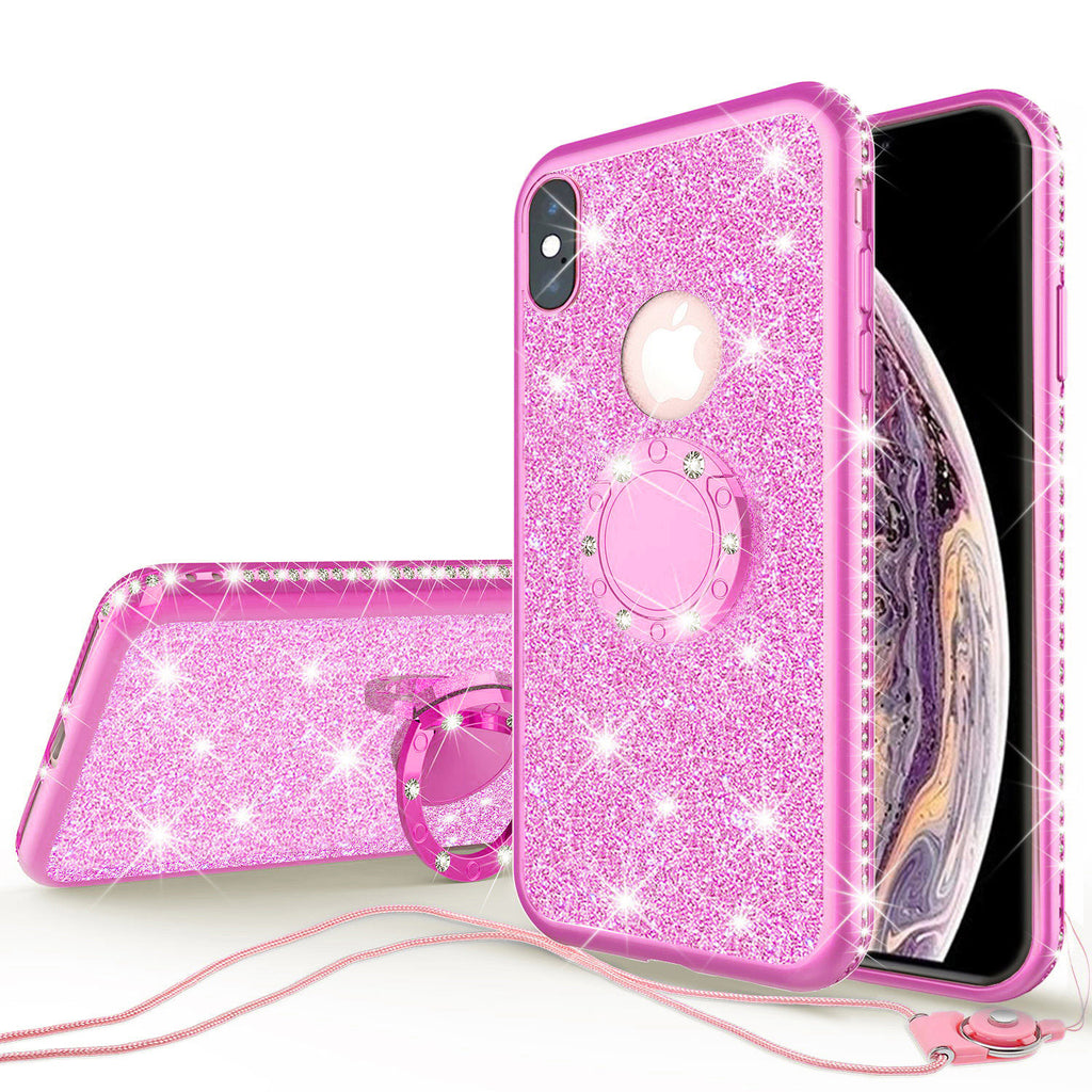Apple iPhone 7 Plus Case, Glitter Cute Phone Case Girls with Kickstand,  Bling Diamond Rhinestone Bumper Ring Stand Sparkly Luxury Clear Thin Soft  Protective iPhone 7 Plus Case for Girl Women 
