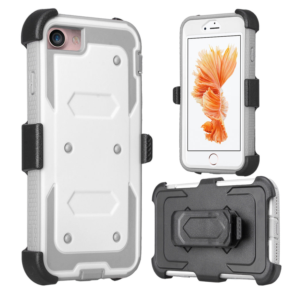 iphone 7 case, iphone 7 holster shell combo | heavy duty with screen protector - white - www.coverlabusa.com
