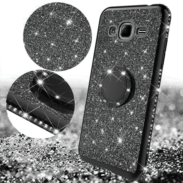 samsung galaxy j3 glitter bling fashion case - black - www.coverlabusa.com