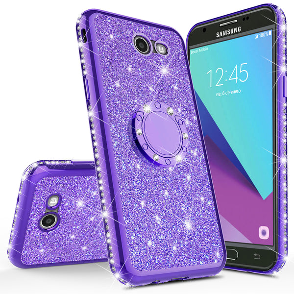 samsung galaxy j7 (2017) glitter bling fashion case - purple - www.coverlabusa.com