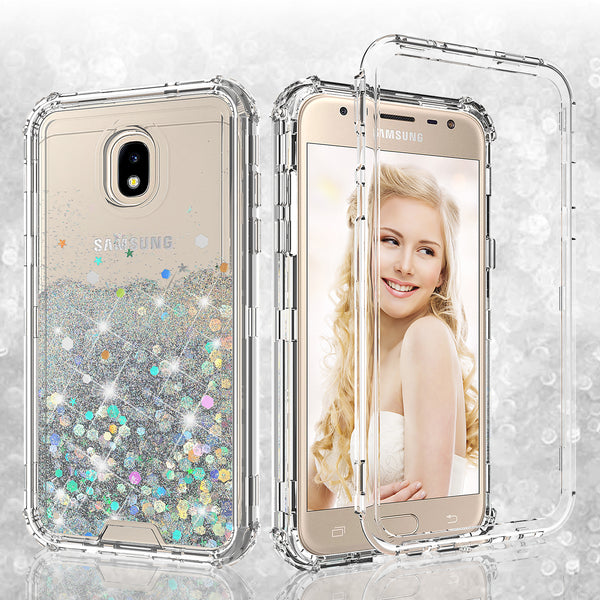 hard clear glitter phone case for samsung galaxy j3 2018 - clear - www.coverlabusa.com 