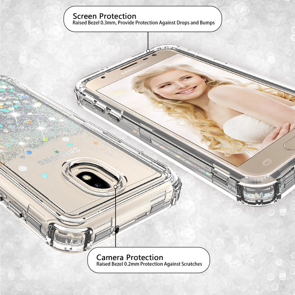 hard clear glitter phone case for samsung galaxy j7 2018 - clear - www.coverlabusa.com 