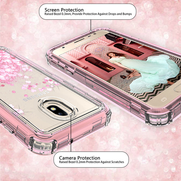 hard clear glitter phone case for samsung galaxy j7 2018 - pink - www.coverlabusa.com 
