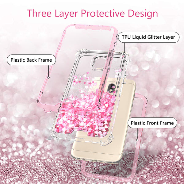 hard clear glitter phone case for samsung galaxy j7 2018 - pink - www.coverlabusa.com 