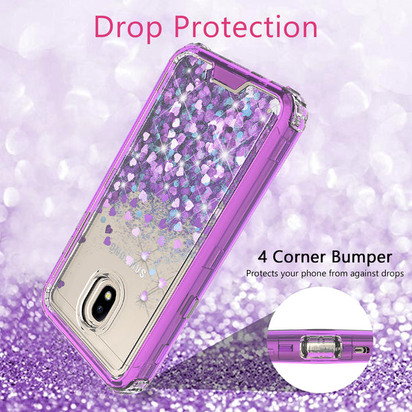 hard clear glitter phone case for samsung galaxy j3 2018 - purple - www.coverlabusa.com 