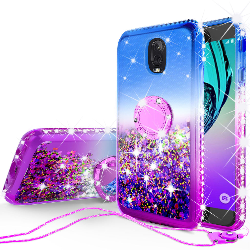 glitter ring phone case for samsung galaxy J7 2018 - blue gradient - www.coverlabusa.com 