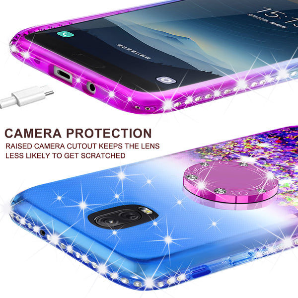 glitter ring phone case for samsung galaxy J7 2018 - blue gradient - www.coverlabusa.com 