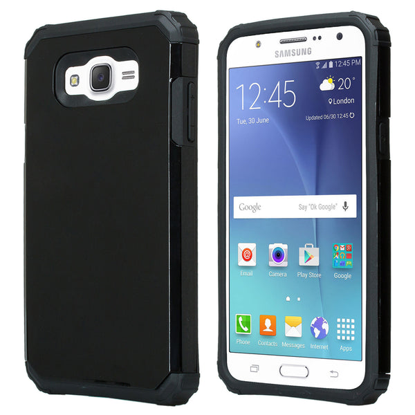 Samsung Galaxy J7 (Boost Mobile,Virgin,MetroPcs,T-Mobile) Dual Layered Slim Hybrid Case - Black -www.coverlabusa.com