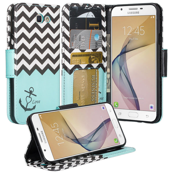 Samsung J7(2017), J7 Sky Pro, J7 V, J7 Perx Wallet Case - teal flower - www.coverlabusa.com