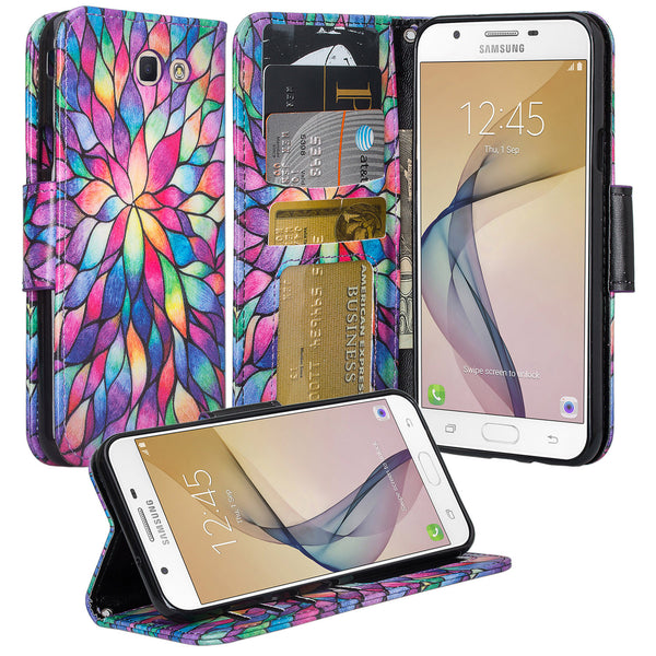 Samsung J7(2017), J7 Sky Pro, J7 V, J7 Perx Wallet Case - rainbow flower - www.coverlabusa.com