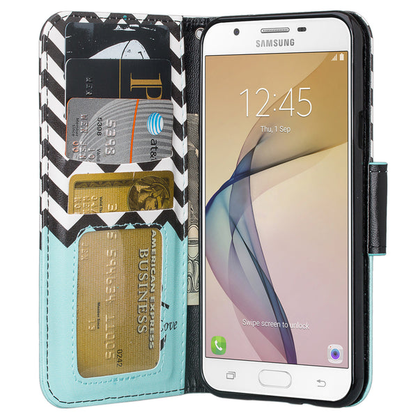 Samsung J7(2017) Wallet Case - teal anchor - www.coverlabusa.com