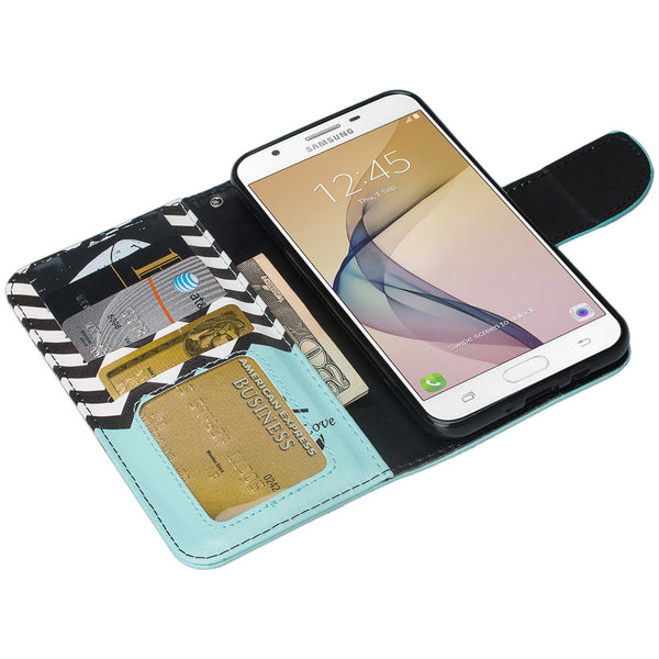 Samsung J7(2017), J7 Sky Pro, J7 V, J7 Perx Wallet Case - teal flower - www.coverlabusa.com