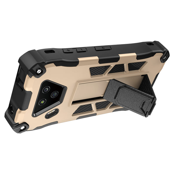 ring car mount kickstand hyhrid phone case for kyocera duraforce ultra 5g - gold - www.coverlabusa.com