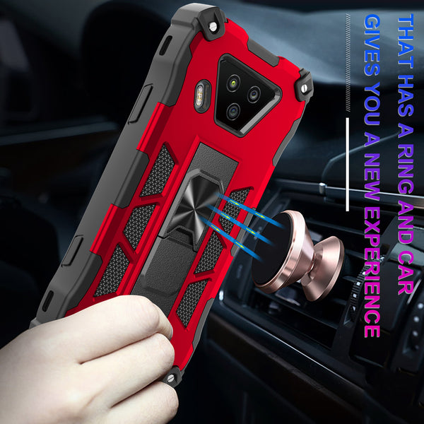 ring car mount kickstand hyhrid phone case for kyocera duraforce ultra 5g - red - www.coverlabusa.com