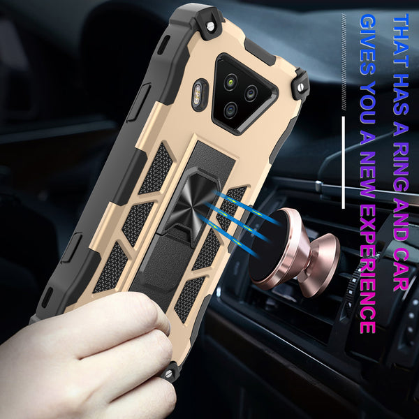 ring car mount kickstand hyhrid phone case for kyocera duraforce ultra 5g - gold - www.coverlabusa.com