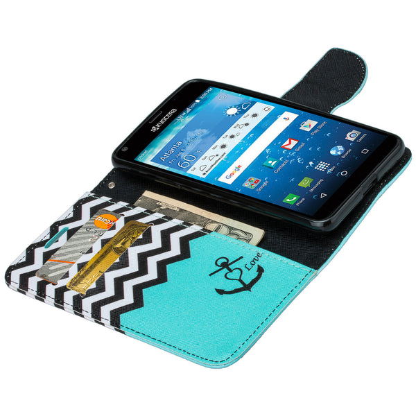 kyocera hydro view wallet case - teal anchor - www.coverlabusa.com