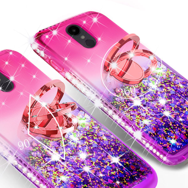 glitter ring phone case for lg stylo 5 - hot pink gradient - www.coverlabusa.com 