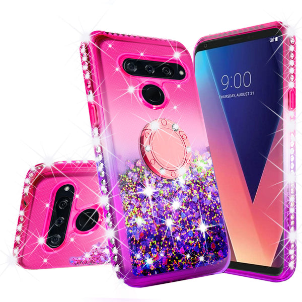 glitter ring phone case for lg v40 thinq - hot pink gradient - www.coverlabusa.com 
