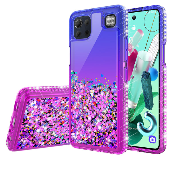 glitter phone case for lg k92 5g - blue/purple gradient - www.coverlabusa.com