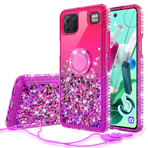 glitter phone case for lg k92 5g - hot pink/purple gradient - www.coverlabusa.com