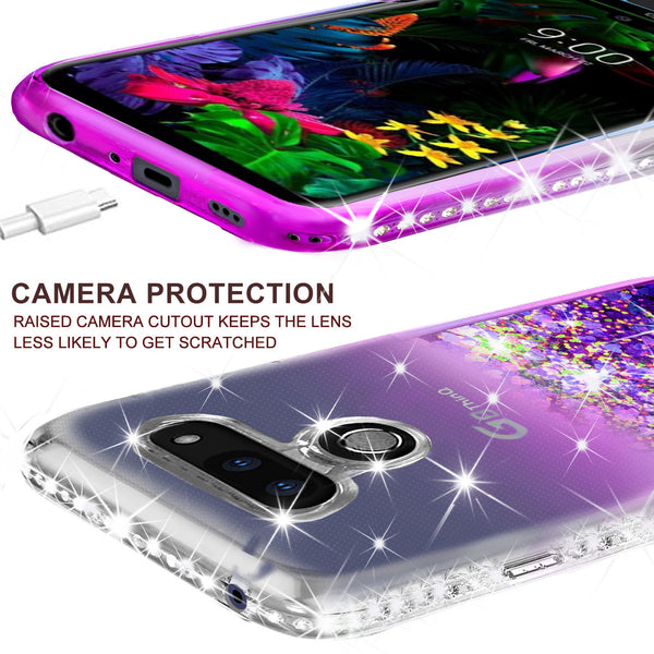 clear liquid phone case for lg g8 thinq - purple - www.coverlabusa.com 