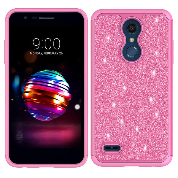 LG K10 (2018) Glitter Hybrid Case - Hot Pink - www.coverlabusa.com