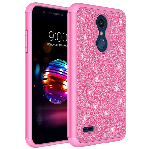 LG K10 (2018) Glitter Hybrid Case - Hot Pink - www.coverlabusa.com