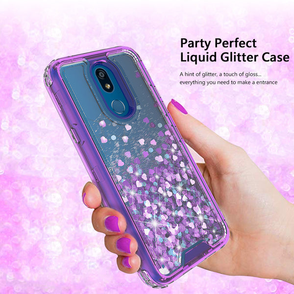 hard clear glitter phone case for lg k40 - purple - www.coverlabusa.com 