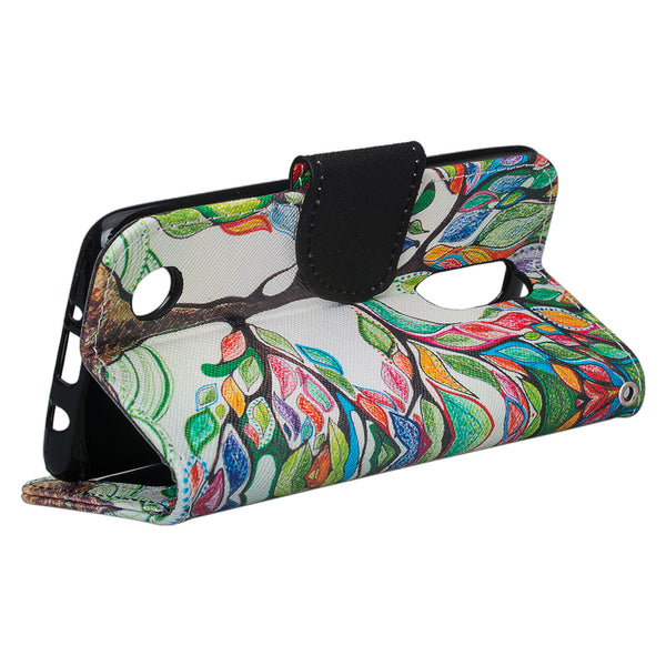 LG K20 V Case, K20 Plus leather wallet cas - colorful tree - www.coverlabusa.com