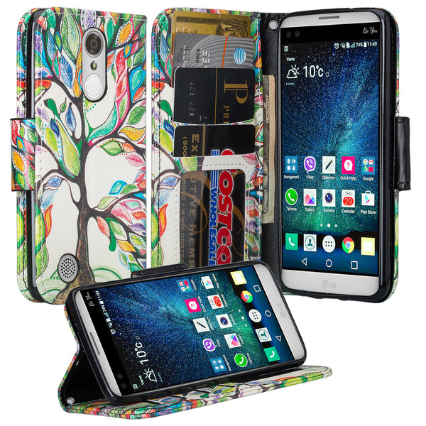 LG K20 V Case, K20 Plus leather wallet cas - colorful tree - www.coverlabusa.com