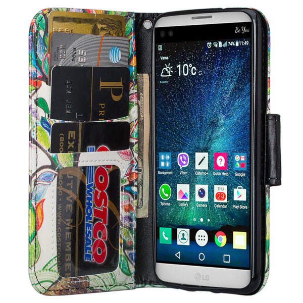 LG K20 V Case, K20 Plus leather wallet cas - colorful tree - www.coverlabusa.com