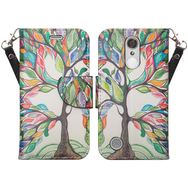 LG K20 V Case, K20 Plus leather wallet cas - colorful tree - www.coverlabusa.com