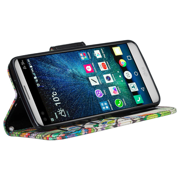 LG K20 V Case, K20 Plus leather wallet cas - colorful tree - www.coverlabusa.com