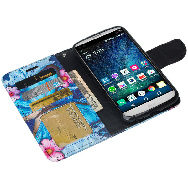 LG V9 Wallet Case - blue butterfly- www.coverlabusa.com