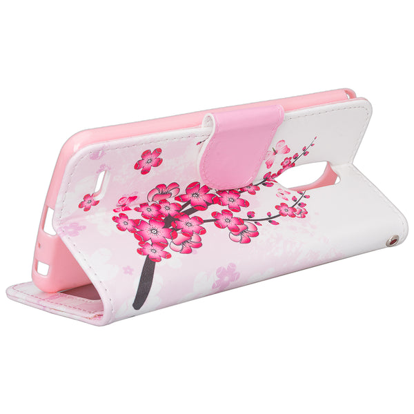 lg stylo 3 / stylus 3 plus leather wallet case - cherry blossom - www.coverlabusa.com