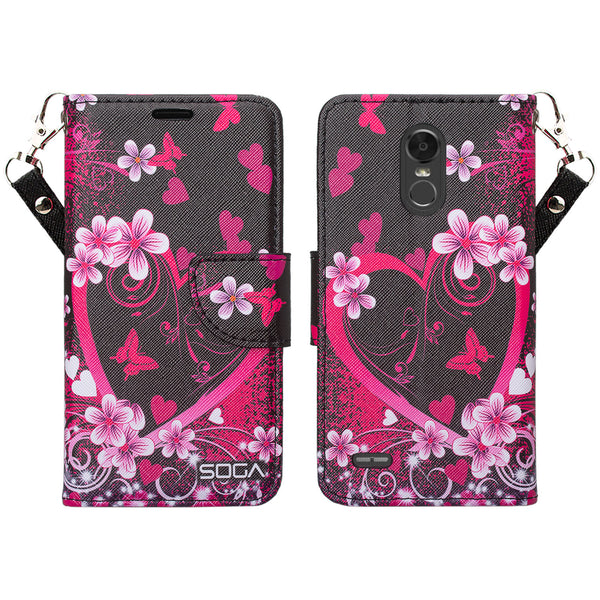 lg stylo 3 / stylus 3 plus leather wallet case - heart butterflies - www.coverlabusa.com