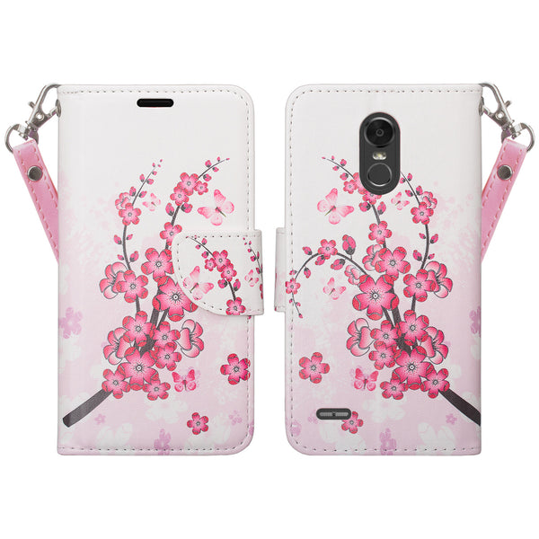lg stylo 3 / stylus 3 plus leather wallet case - cherry blossom - www.coverlabusa.com